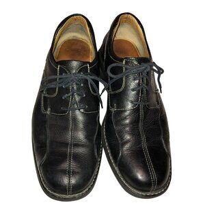 JOHNSTON & MURPHY BLACK LEATHER SHOES SIZE 9M SCHULER BICYCLE LACE UP MENS